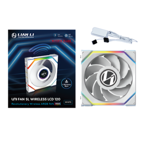 FAN 120MM LIAN LI UNI FAN SL WIRELESS LCD REVERSE BLADE, ARGB, WHITE - 12RSLLCD1W1W - Imagem 2