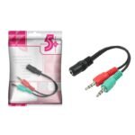Cabo Adaptador Headset 2 P2 Macho X 1 P3 Fêmea-Preto