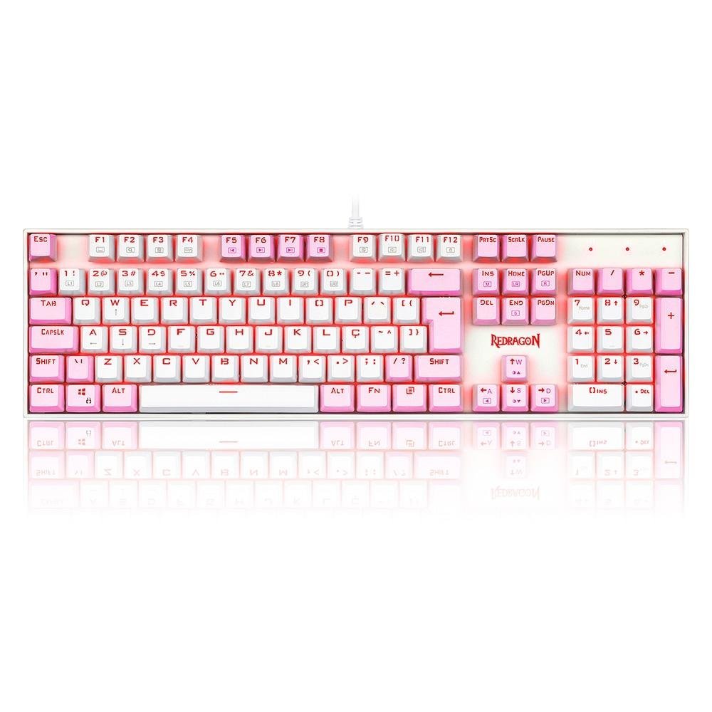teclado-mecanico-gamer-redragon-single-color-mitra-switch-blue-abnt2-branco-e-rosa-k551wp-pt-blue-_1715972725_original.jpg Teclado Magnético Redragon Gamer Kumara Pro RGB Branco Switch Red - K552W-RGB-PRO (PT-RED) - Imagem 1